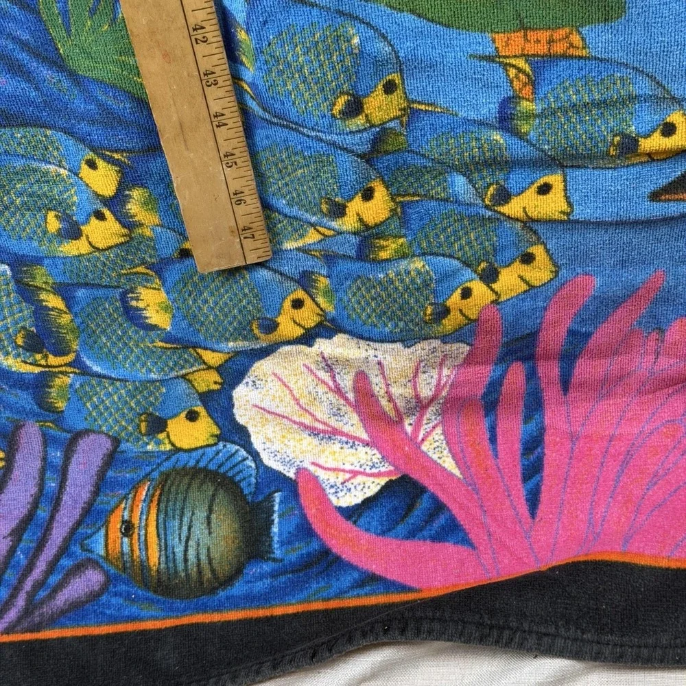 La Plage Impact Beach Towel Blue Dolphins Turtles‎ Sea Life 30x60 Cotton Brazil